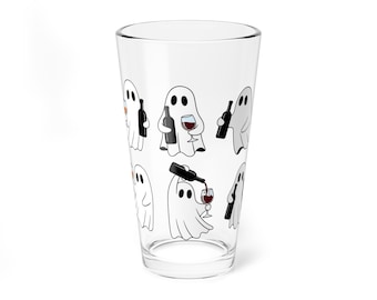Ghost Drinking Glass | Funny Halloween Beer Glass | Ghosts & Wine Pint Glass | Spooky Halloween Glass | Wine Lover Gift | Cute Ghost Barware