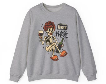 Felpa con scheletri infestati: divertente girocollo di Halloween
