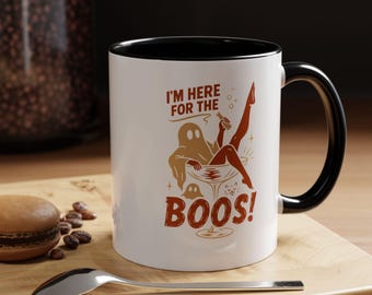 I'm Here for the Boos Coffee Mug, Funny Ghost Mug, Halloween Coffee Cup, Spooky Cocktail Gift, Fall Mug, Boo Basket Gift, Halloween Mug
