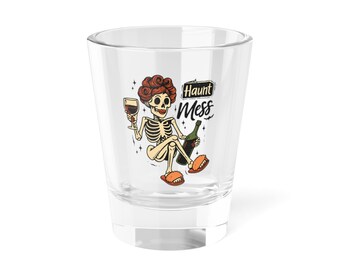 Hauntingly Fun Shot Glass - Halloween Decor, Party Favor, Skeleton Design, Spooky Gift, Barware Accessory