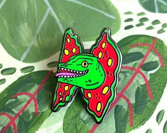 Dilophosaurus Dinosaur Hard Enamel Pin - Cute Jurassic Inspired Pin, Lapel Pin, Animal Brooch, Colourful Fun Clothes Accessory, Dino