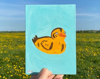 Illustrated Duckling - Original Painting 5 x 7 inches on board