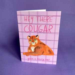 Hey There Cougar - du bist so mächtig fein! A6 Grußkarte - Raubkatze Tierwelt Tier Illustration