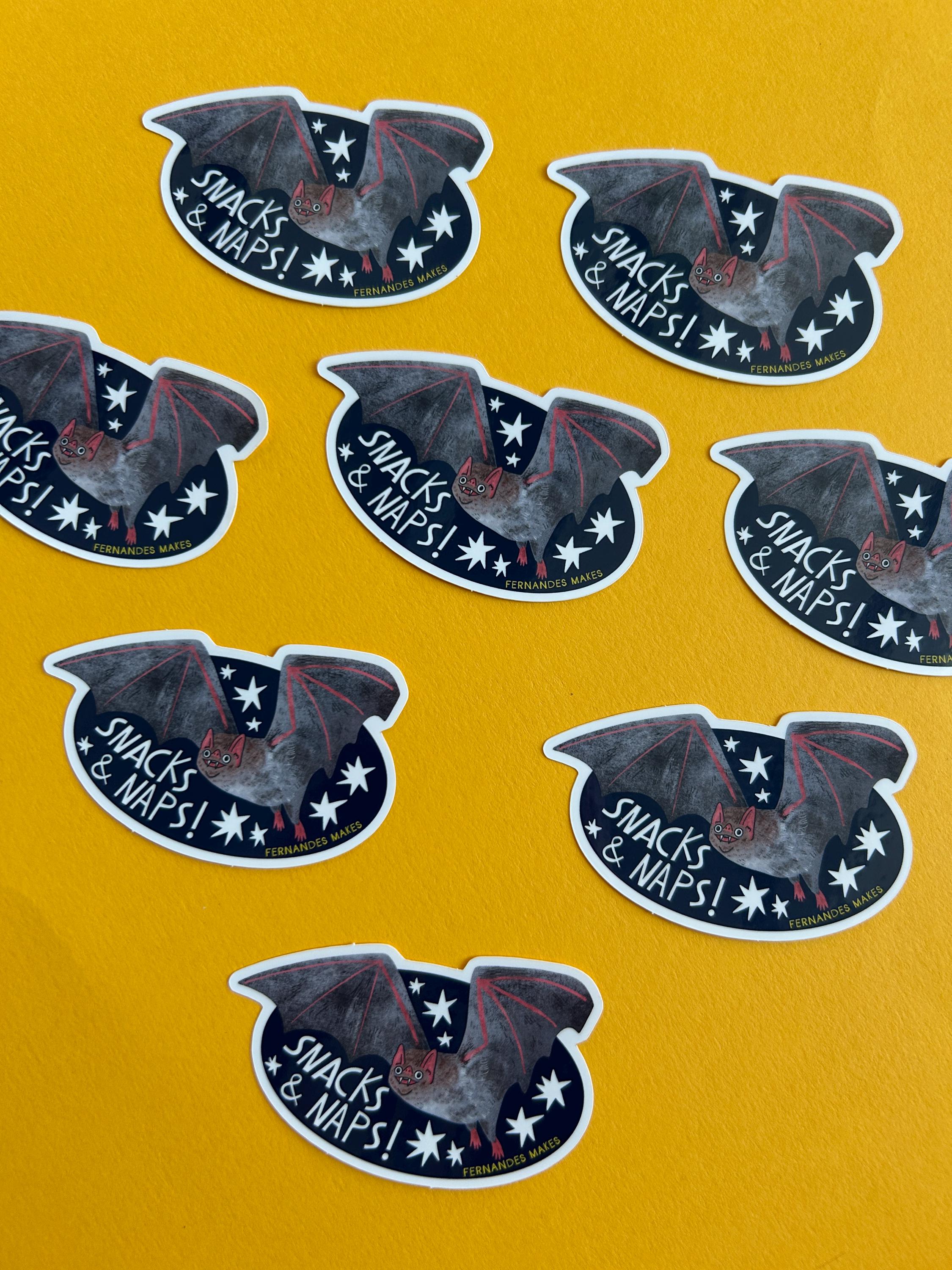 Snacks and Naps Bat Gloss Vinyl Sticker - Etsy UK
