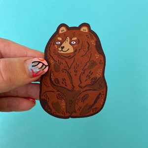 Cute Chubby bear, Hank the Tank - Woven Iron on Patch - Fun Illustration