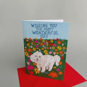 Wishing You The Most Wonderful Day Flower Dog - A6 Grußkarte