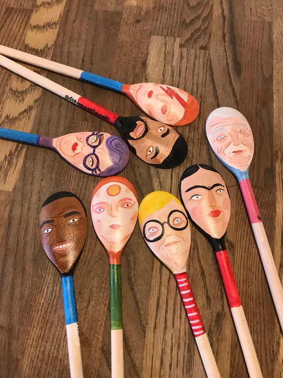 Benutzerdefinierte Spass Von Hand Bemalt Holz Loffel Portrait Etsy