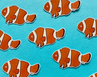 Clown fish Shaped Eco Paper Sticker 4.8cm x 4.8cm Ocean art