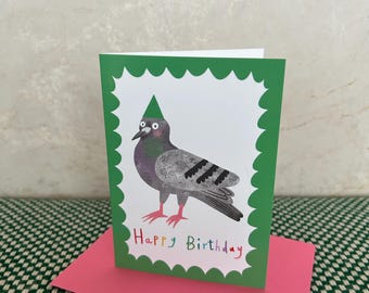 Happy Birthday Pigeon - A6 Greetings card