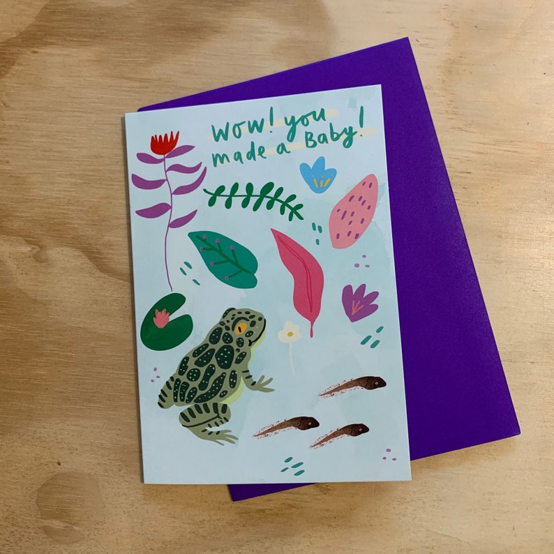 Wow you made a baby Happy frog illustrated A6 greeting card image 1