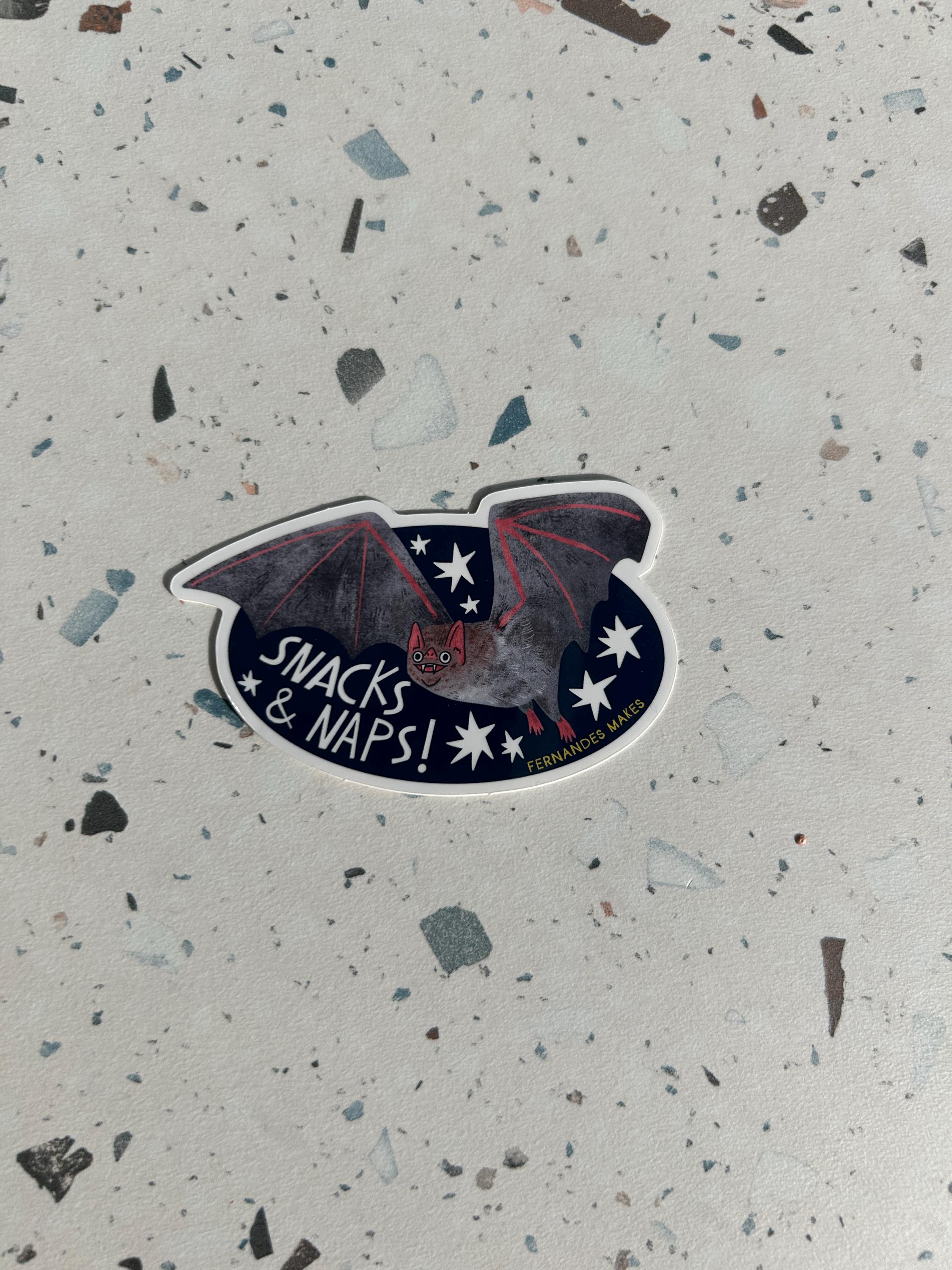 Snacks and Naps Bat Gloss Vinyl Sticker - Etsy UK