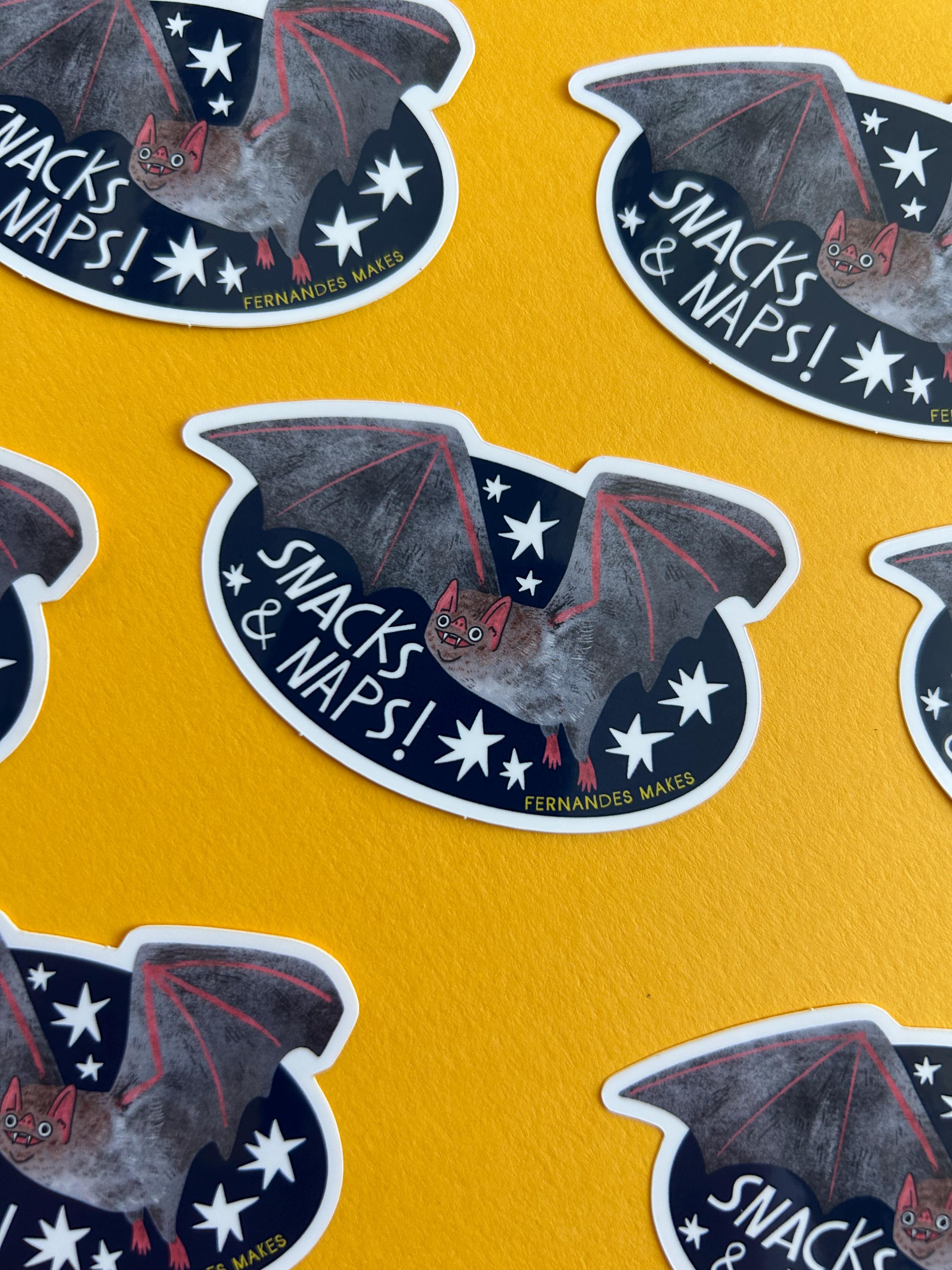 Snacks and Naps Bat Gloss Vinyl Sticker - Etsy UK