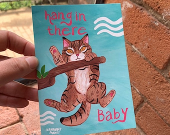 Hou vol Baby, Cat, struggle is real, licht bemoedigende ansichtkaart A6