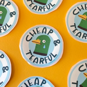 Cheap and Tearful Duck animal vinyl sticker / bumper sticker for phones, journals, laptop decal