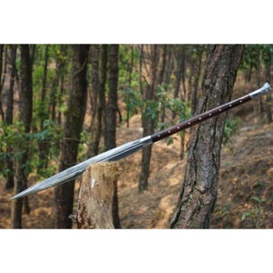 Hand Forged 20 Inch Viking Spear for Hunting-Ready to Use Tactical Survival Spear Sword Knife with Leather Sheath-Best Viking Gifts for Men