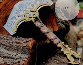 Martillo Mjolnir de God of War hecho a mano, decoración vikinga, 17 pulgadas