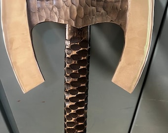 Hacha vikinga con barba forjada a mano, hacha escandinava de dos manos