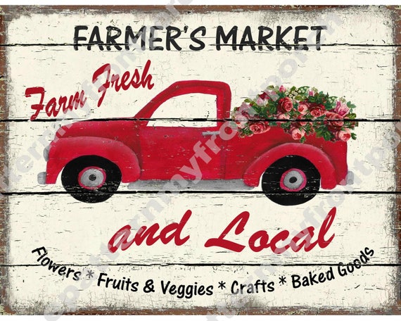 Red Pickup Truck Printable Print Instant Download Farmers | Etsy