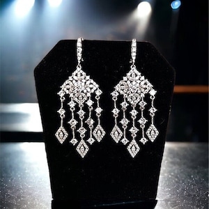 Statement Earrings, Bridal Earrings, Crystal Bridal Earrings, Rhinestone Bridal Earrings, Dangle Bridal Earrings, Bridal Drop Earrings