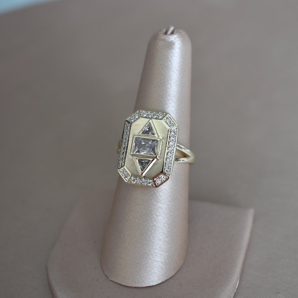 Art deco-ring, geometrische ring, statementring, edelsteenring, boho-ring, zegelring, art deco zilveren ring, art deco gouden ring