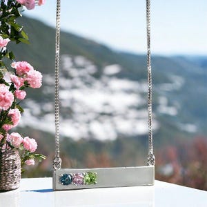 Collar con barra de cáncer de mama, regalo para el cáncer de mama, regalo para sobrevivientes de cáncer, joyería con lazo rosa, cáncer de mama metastásico, concientización sobre el cáncer de mama