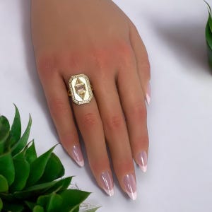 Art Deco Ring, geometric Ring, Statement ring, gemstone Ring, Boho ring, signet ring, Art deco silver ring, art deco gold  ring, On Sale