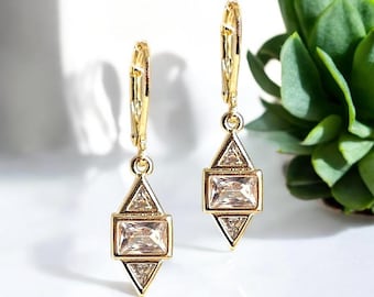 Art Deco Earrings | Dangle Earrings | Geometric Earrings | Gold Earrings | Art Deco Jewelry | Gold Earrings | Art Deco Gold Earrings