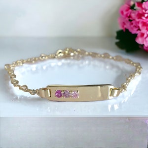 Pink Sapphire Bar Bracelet, Minimalist Stackable Bracelet, Bracelet, Silver Bracelet, Something Pink Bracelet, Pink Sapphire