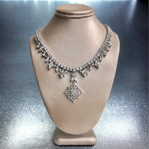 Collar de declaración atemporal, collar de boda de declaración, collar nupcial, collar nupcial de declaración, collar Art Déco, collar CZ