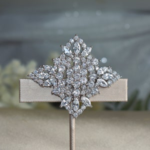 Timeless Brooch, CZ brooch, Statement Brooch, Cubic zirconia brooch, Art Deco Brooch, CZ Bridal Brooch, sash pin