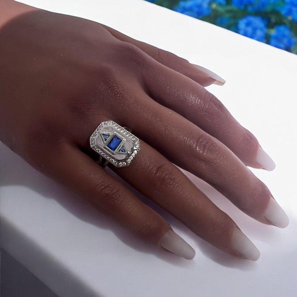 Art Deco Ring | Sapphire Blue Jewelry | Colorful Layering Bracelet | Diabetes Awareness Jewelry | Shimmer for the Cure Jewelry
