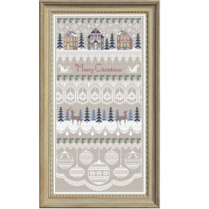 Christmas Village Cross Stitch Sampler