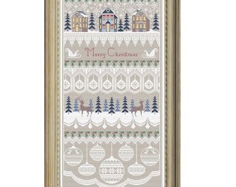 Christmas Village Cross Stitch Sampler