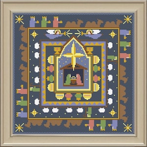 Nativity Christmas Cross Stitch Sampler Square