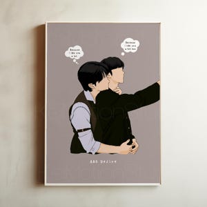 May include: Illustration of two figures embracing, with speech bubbles saying "Because I like you a lot" and "Because I like you a lot too." The artwork is titled "ABO Desire" and features a neutral color palette.