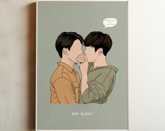 Bad Buddy - standaardblauwe fanartprint | Ohm Nanon | Thaise bl-merchandise