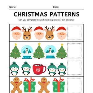Christmas Patterns Worksheet - Etsy