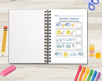 Weather Math Patterns Science Terms Worksheet Cut and Paste