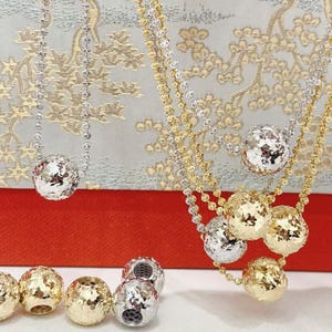 18K Gold Bead Pendant: Lucky Charm Necklace (Chain Not Included)