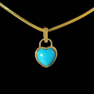 18K Gold Turquoise Diamond Pendant, Natural Green Turquoise Necklace, AU750 Fine Jewelry