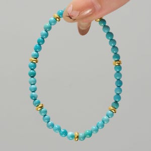24K Pure Gold & Natural Turquoise Beaded Bracelet – 3.8mm Irregular Beads – Minimalist Chic Jewelry
