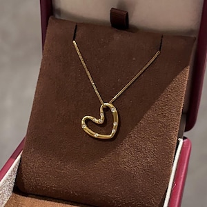 18K Gold Heart Diamond Necklace