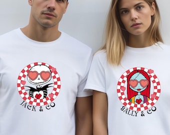 Jack and Sally Skellington Couple Shirts, Disneyland Matching Couple Tees, Matching Valentine's Day Tees, Valentine Gifts, Honeymoon Shirts