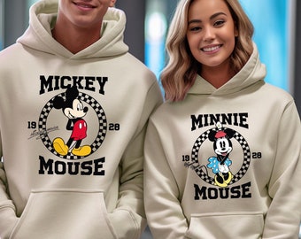 Matching Minnie Mickey Disney Couple Sweaters, Disneyland Family Trip, Minnie Mouse Hoodie, Mickey Mouse Crewneck, Sibling Sweaters