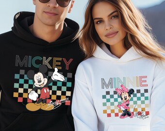 Minnie and Mickey Couple Sweatshirts, Disneyland Matching Couple Hoodies, Honeymoon Crewnecks