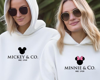 Mickey Minnie & Co Sweatshirt, Minnie Mouse Hoodie, Mickey Mouse Crewneck, Couple Sweaters, Disneyland Sweaters, Christmas Gifts
