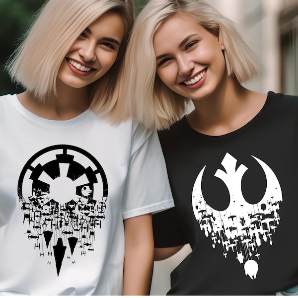 Star Wars Ships T-shirt, Rebel Alliance and Fractured Empire Logo Shirt, Star Wars Couple Tees, Star Wars Fan Xmas Gift, Xmas Shirts