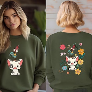 Moana Movie Shirt,  Floral Pua And Hei Hei Sweatshirt, Disney Moana Hoodie, Moana Characters Shirt, Matching Disneyland Family Trip Shirts