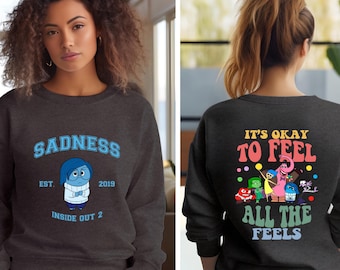 Sadness Inside Out Sweatshirt, Inside Out Movie Hoodie, Inside Out Characters Crewneck, Matching Family Sweaters, Inside Out Fans Xmas Gifts