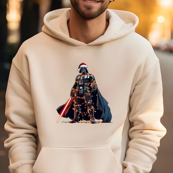 Star Wars Characters Christmas Sweatshirt, Galaxy Edge Xmas Lights Sweaters, Star Wars Fans Hoodie Vader Boba Fett Han Solo Leia Luke R2D2